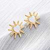 304 Stainless Steel Natural White Shell Stud Earrings EJEW-Z103-11G-1
