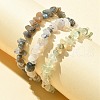 3Pcs 3 Style Natural Mixed Gemstone Chips Beaded Stretch Bracelets Set for Women BJEW-FZ00004-5