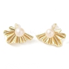 Mother's Day Jewellery Leaf Natural Pearl Earrings EJEW-L286-01G-1