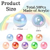 50Pcs UV Plating Rainbow Iridescent Acrylic Beads PACR-CJ0001-29-2