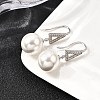 925 Sterling Silver Clear Cubic Zirconia Triangle with Round Dangle Stud Earrings EJEW-L300-02P-3