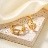 Elegant Brass Clear Cubic Zirconia Oval Hoop Earrings VO8748-1-1