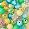 60Pcs 12 Styles Round Opaque & & Bubblegum & Transparent & AB Color & Crackle Round Acrylic Beads DIY-TA0004-95-3