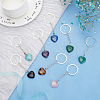 8Pcs Heart Gemstone Pendant Keychain KEYC-PH01498-3