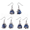 Natural Dyed Lapis Lazuli Dragon Dangle Earrings EJEW-A092-12P-06-1