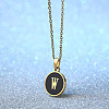 Alloy Black Enamel Disc with Initial Pendant Necklaces for Women WGEDF6F-23-1