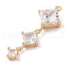 Brass Inlay Clear Glass Pendants KK-S388-08G-2