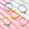 Polymer Clay Disc & Glass Beaded Stretch Bracelet BJEW-JB09649-2