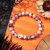 8.5mm Round Natural Pink Zebra Jasper Beaded Stretch Bracelets BJEW-JB10466-02-2