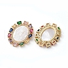 Brass Cubic Zirconia Pendants KK-E781-01G-1