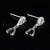 Anti-Tarnish Rhodium Plated 925 Sterling Siler Dangle Stud Earing Settings X-STER-K038-008P-4
