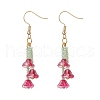 Glass Trumpet Flower Tassel Dangle Earrings EJEW-JE05192-3