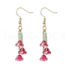 Glass Trumpet Flower Tassel Dangle Earrings EJEW-JE05192-3