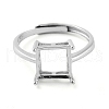 Square Adjustable 925 Sterling Silver Ring Components STER-G042-04P-2
