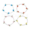 4Pcs 4 Colors Leaf Transparent Acrylic Charms Bracelets for Women BJEW-TA00579-2