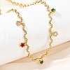 304 Stainless Steel Rope Chain Colorful Cubic Zirconia Tassel Necklaces for Women NJEW-V015-01G-C-3