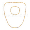 Brass Figaro Chain Necklaces and Bracelets Sets SJEW-N0039-01G-1