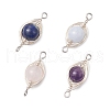 Copper Wire Wrapped Natural Gemstone Connector Charms PALLOY-JF02915-1