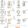  24Pcs 6 Style Brass Micro Pave Clear Cubic Zirconia Stud Earring Findings ZIRC-NB0001-90-6