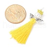 Glass Pearl Round Beaded with Polycotton Tassel Big Pendants PALLOY-MZ00612-05-4