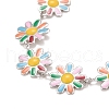 Enamel Daisy Link Chains Bracelet BJEW-P271-01P-02-2