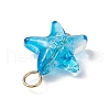Starfish Gradient Color Baking Paint Transparent Glass Pendants PALLOY-JF03265-01-5