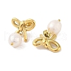 304 Stainless Steel Freshwater Pearl Stud Earrings for Women EJEW-Z049-03G-2