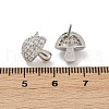 Mushroom Brass Micro Pave Clear Cubic Zirconia Stud Earrings EJEW-F895-17P-5