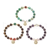 3Pcs Natural Striped Agate &  Amethyst & Tiger Eye & Rose Quartz & Quartz Crystal Round Beaded Bracelets for Women BJEW-JB11934-2
