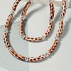 Plastic & Resin Leopard Skin Print Curved Tube Double Layer Necklaces for Women NJEW-Q038-01A-2