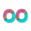 Transparent Resin & Walnut Wood Pendants RESI-M027-01C-2