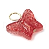 Spray Painted Glass Butterfly Pendants PALLOY-JF03847-02-4