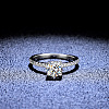 Rhodium Plated 925 Sterling Silver Pave 8.2x4.9mm Moissanite Finger Rings WG6D295-52-3