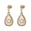 Brass Natural Paua Shell Teardrop Dangle Stud Earrings EJEW-JE06408-03-2