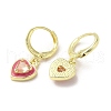 Heart Real 18K Gold Plated Brass Dangle Leverback Earrings EJEW-L268-025G-01-2