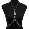 Alloy Rhinestone Flower Tassel Necklace Body Chains for Women FS-WG8032C-04-1