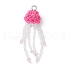 5Pcs 5 Colors Glass Seed Beaded Jellyfish Pendants PALLOY-MZ00660-2