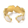 Heart 304 Stainless Steel Enamel Open Cuff Rings for Women RJEW-F166-30G-02-3