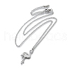 304 Stainless Steel Flamingo Shaped Pendant Cable Chain Necklaces for Women Men NJEW-Q032-02A-P-4