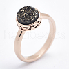 Electroplate Natural Druzy Agate Crystal Finger Rings RJEW-I054-03RG-RS-4