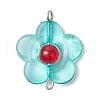 Transparent Acrylic & Glass Flower Connector Charms PALLOY-JF03720-3