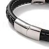 Men's Braided Black PU Leather Cord Bracelets BJEW-K243-34AS-3