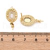 Brass Micro Pave Cubic Zirconia Shell Stud Earrings Findings KK-D363-10G-3