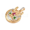 Brass Micro Pave Cubic Zirconia Pendants KK-K351-53G-2