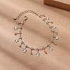 Bohemian Alloy Crystal Rhinestone Tassel Anklets for Women FS-WG0C793-01-2