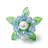 Glass with Round Shell Pearl & Acrylic Charms & Brass Seed Beads Pendants PALLOY-MZ00646-3