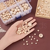 6 Style Natural Round Wood Beads and Jute Cords WOOD-YW0001-02-8