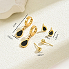 3Pairs Stainless Steel Teardrop & Round Earring Sets NV3821-2