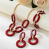 Acrylic Oval Link Chain Pendant Necklace & Stud Dangle Earring Sets FS-WGBB07C-01-4