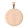 Ion Plating(IP)Trendy Necklace Findings Flat Round with San Benito 304 Stainless Steel Pendants STAS-L012-A07RG-1